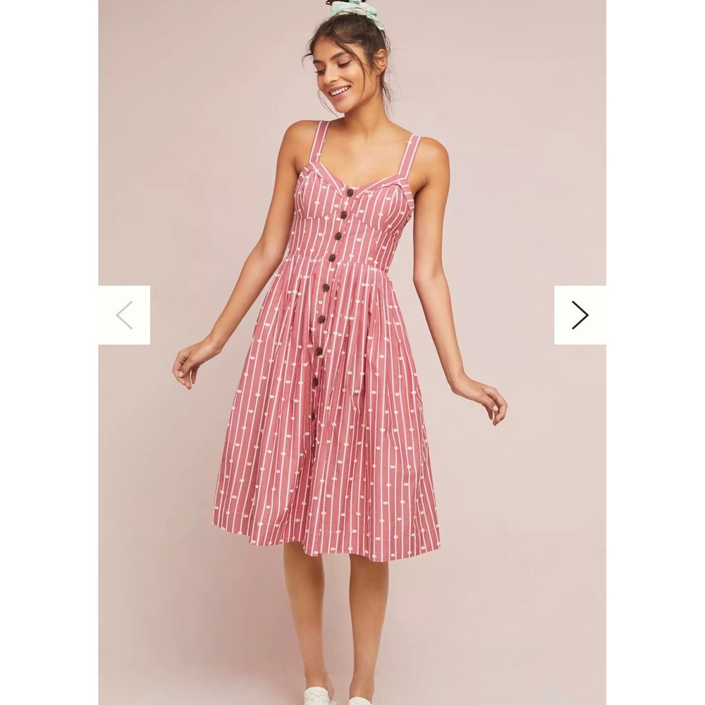 Maeve Pink Striped Midi Dress